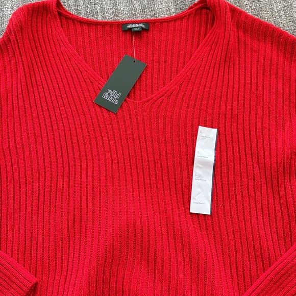 V-Neck Rib Knit Sweater - Picture 4 of 8